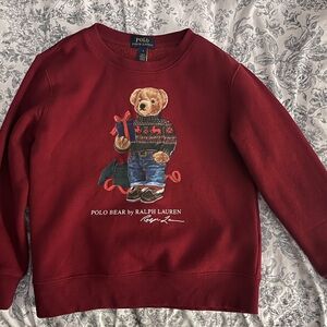 Polo by Ralph Lauren Red Crewneck Sweater with Bear Design